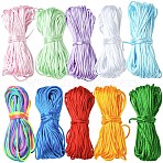 100m 10 Colors Nylon Satin Rattail Cords, Beading Threads for Bracelet Jewelry Making Chinese Knot Macrame Craft, Mixed Color, 1mm, about 10.94 Yards(10m)/color(NWIR-YW0001-17)