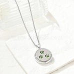 316 Surgical Stainless Steel Aromatherapy Diffuser Perfume Hollow Flat Round Pendant Box Chain Necklaces, Stainless Steel Color, Paw Print, 27.95 inch(71cm)(NJEW-R016-01P-05)