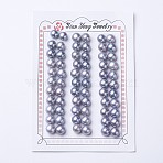 Natural Cultured Freshwater Pearl Beads, Half Drilled, Round, Slate Blue, 7~8x6.5~7mm, Hole: 1mm(PEAR-I004A-01A)