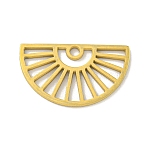 304 Stainless Steel Pendants, Laser Cut, Ion Plating(IP), Half Round Charm, Real 18K Gold Plated, 10.5x18x1mm, Hole: 1.6mm(STAS-M067-07G)