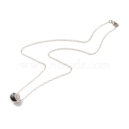 Brass Cable Chains Necklaces, Yin Yang Cubic Zirconia Round Pendant Necklace, Platinum, 18.31 inch(46.5cm)(NJEW-JN03782)