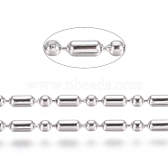 304 Stainless Steel Ball Chains, Stainless Steel Color, Column: 3x1.6mm, Ball: 1.6mm(CHS-L024-025F)