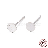 925 Sterling Silver Flat Pad Ear Stud Findings, Earring Posts, with 925 Stamp, Silver, 11.5x4mm, Pin: 0.7mm(STER-A003-103B)