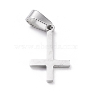 304 Stainless Steel Pendants, Laser Cut, Cross, Stainless Steel Color, 21x13x1.5mm, Hole: 3.5x7mm(STAS-L216-28P)