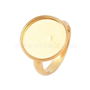 Adjustable 304 Stainless Steel Finger Rings Components, Pad Ring Base Findings, Flat Round, Real 18K Gold Plated, Tray: 14mm, Inner Diameter:  17~19mm(STAS-L193-G-14mm)