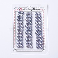 Natural Cultured Freshwater Pearl Beads, Half Drilled, Round, Slate Blue, 7~8x6.5~7mm, Hole: 1mm(PEAR-I004A-01A)