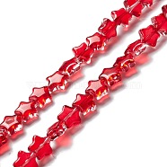 Transparent Glass Beads Strand, Star, Red, 8~8.5x8~8.5x3.5~4mm, Hole: 1mm, about 50pcs/strand, 14.25~15.35 inch(36.2~39cm)(GLAA-F112-02C)