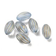 Plating Transparent Acrylic Beads, Golden Metal Enlaced, Twist Rice, Light Steel Blue, 15x9mm, Hole: 1.5mm, 950pcs/500g(OACR-B013-17D)