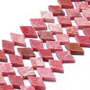 Natural Argentina Rhodonite Beads Strands, Rhombus, 18x10~11x5mm, Hole: 1.5mm, about 21pcs/strand, 17.32''(44cm)(G-K245-E04-A01)