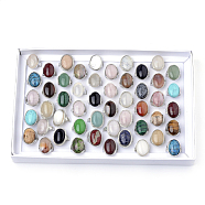 Natural & Synthetic Mixed Stone Rings, with Alloy Findings, Platinum, Mixed Color, 18~20mm, about 50pcs/box(RJEW-R135-03-B)