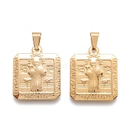 304 Stainless Steel Pendants, Rectangle with Saint Benedict Medal, Golden, 30x25x3.5mm, Hole: 5X7mm(STAS-J036-056B-G)