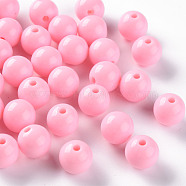 Opaque Acrylic Beads, Round, Pearl Pink, 12x11mm, Hole: 1.8mm, about 566pcs/500g(MACR-S370-C12mm-A01)