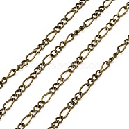 Iron Handmade Chains Figaro Chains Mother-Son Chains, Unwelded, Antique Bronze Color, with Spool, Mother link: 3x6mm, Son link: 2.5x3.5mm, 0.6mm thick, about 328.08 Feet(100m)/roll(CHSM029Y-AB)