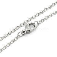 Unisex Classic Plain 304 Stainless Steel Mens Womens Cable Chain Necklaces, with Lobster Claw Clasps, Stainless Steel Color, 17.7 inch(45cm)(STAS-O037-83P)