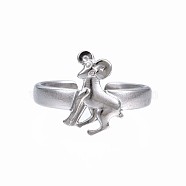 304 Stainless Steel 12 Constellations/Zodiac Signs Open Cuff Ring for Women, Stainless Steel Color, Capricorn, US Size 6 3/4(17.1mm)~US Size 8 1/4(18.3mm)(RJEW-S405-156P-L)