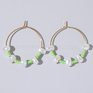 Mixed Rice Bead Vintage Imitation Pearl Earrings for Sophisticated Style, Green, 28x30mm(DH7154-2)