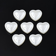 ABS Plastic Imitation Pearl Beads, Heart, Creamy White, 12x13.5x6mm, Hole: 1.5mm, about 900pcs/500g(KY-T023-023)