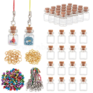 DIY Wish Bottle Pendant Decoration Making Kit, Including Glass Bottles with Cork Stoppers, Polyester Cord Mobile Straps, Brass Bell Charms, Mixed Color, 244Pcs/bag(DIY-BC0006-59)