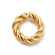 Ion Plating(IP) 304 Stainless Steel Open Jump Rings, Twist Round Ring, Real 18K Gold Plated, 9 Gauge, 11x3mm, Inner Diameter: 6mm(STAS-F282-06G)