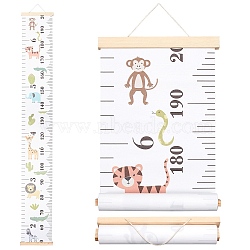 Creative Cartoon Decorative Home Canvas Hanging Height Measurement Ruler, Baby Growth Chart, Rectangle, Animal Pattern, 1530x213x11mm(HJEW-WH0042-47E)