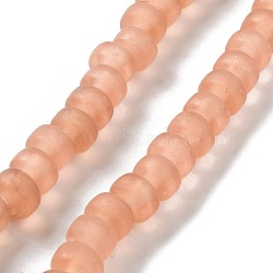 Handmade Lampwork Beads, Column, PeachPuff, 10x6.5~7mm, Hole: 2.8mm, about 94pcs/strand, 25.39''(64.5cm)(LAMP-Z008-08C)