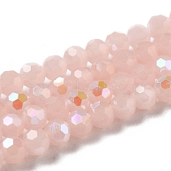 Imitation Jade Glass Beads Strands, Faceted, Round, Dark Salmon, 6x5.5mm, Hole: 0.9mm, about 94~97pcs/strand, 21.06~21.18''(53.5~53.8cm)(EGLA-A035-J6mm-L08)