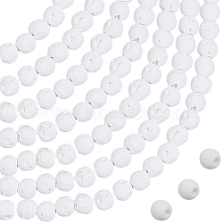 5 Strands Synthetic Lava Rock Round Beads Strands, White, 4~5mm, Hole: 1mm, about 95pcs/strand, 15.16 inch(38.5cm)(G-PA0002-40)