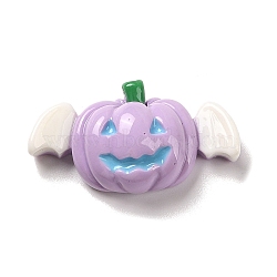 Halloween Opaque Resin Decoden Cabochons, Pumpkin with Bat Wings, Lilac, 19x33x10mm(CRES-R201-01A)