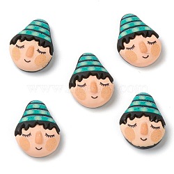 Resin Cabochons, Cartoon Character, Human with Light Sea Green Hat, 20x15x6mm(CRES-G015-04)