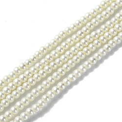 Eco-Friendly Dyed Glass Pearl Round Beads Strands, Grade A, Cotton Cord Threaded, Beige, 3~3.5mm, Hole: 0.7~1.1mm, about 135pcs/strand, 15 inch(HY-A002-3mm-RB011)