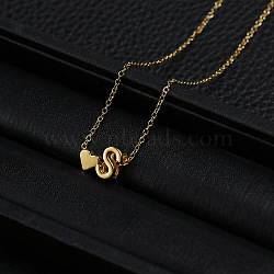 Alloy Letter Heart Pendant Necklaces for Women, Golden, Letter S, 15.75 inch(40cm)(WGBB55E-15)