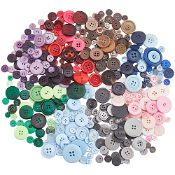 8 Colors Resin Buttons, Flat Round, 4-Hole, Mixed Color, 8.5~34x2.5~6.2mm, Hole: 1.5~3mm, 30.74g, about 60pcs/color(DIY-SP0003-99)
