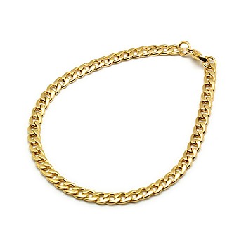 304 Stainless Steel Curb Chain/Twisted Chain Bracelet Making, with Lobster Claw Clasps, Golden, 8-1/4 inch(210mm), 5mm