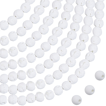 5 Strands Synthetic Lava Rock Round Beads Strands, White, 4~5mm, Hole: 1mm, about 95pcs/strand, 15.16 inch(38.5cm)