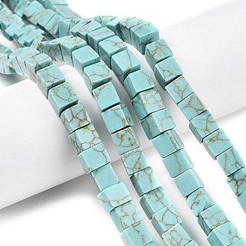 Natural Turquoise Beads Strands, Cube, 6~7x6~6.5x6~6.5mm, Hole: 1mm, about 60~61pcs/strand, 15~15.366''(38.1~39cm)