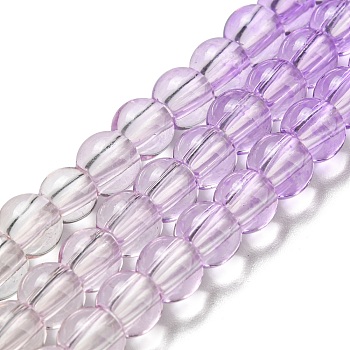 Dyed & Heated Synthetic Quartz Beads Strands, Gradient Color Round Beads, Lilac, 6mm, Hole: 1.8mm, about 76pcs/strand, 15.75''(40cm)
