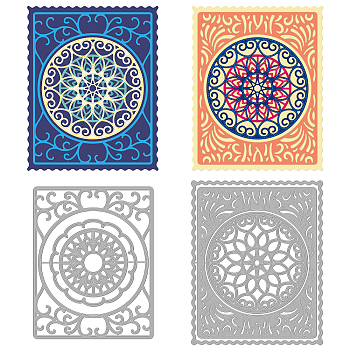 Mandala Theme Carbon Steel Cutting Dies Stencils, for DIY Scrapbooking, Photo Album, Decorative Embossing Paper Card, Stainless Steel Color, Floral Pattern, 124x154x0.8mm, 4pcs/set