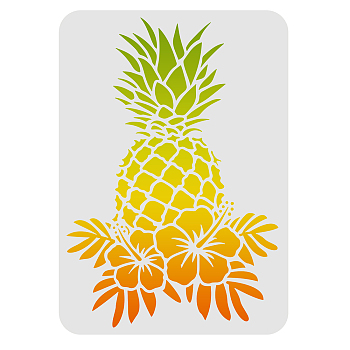 Large Plastic Reusable Drawing Painting Stencils Templates, for Painting on Scrapbook Fabric Tiles Floor Furniture Wood, Rectangle, Pineapple Pattern, 297x210mm