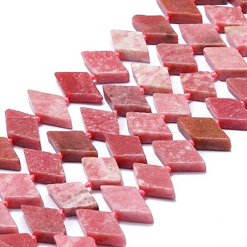 Natural Argentina Rhodonite Beads Strands, Rhombus, 18x10~11x5mm, Hole: 1.5mm, about 21pcs/strand, 17.32''(44cm)
