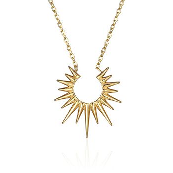 Stainless Steel Sun Pendant Cable Chain Necklaces with Minimalist European and American Style, Golden