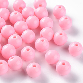 Opaque Acrylic Beads, Round, Pearl Pink, 12x11mm, Hole: 1.8mm, about 566pcs/500g