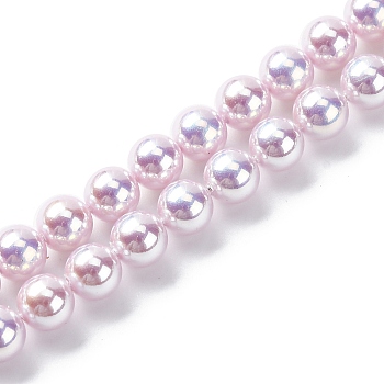 UV Plating Glass Beads Strands, Imitation Austrian Crystal Beads, Round, Plum, 6mm, Hole: 0.6mm, about 65~66pcs/strand, 15.55~15.75 inch(39.5cm)