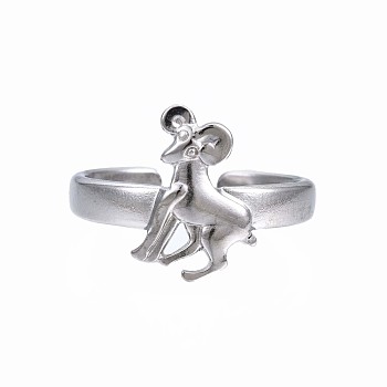 304 Stainless Steel 12 Constellations/Zodiac Signs Open Cuff Ring for Women, Stainless Steel Color, Capricorn, US Size 6 3/4(17.1mm)~US Size 8 1/4(18.3mm)