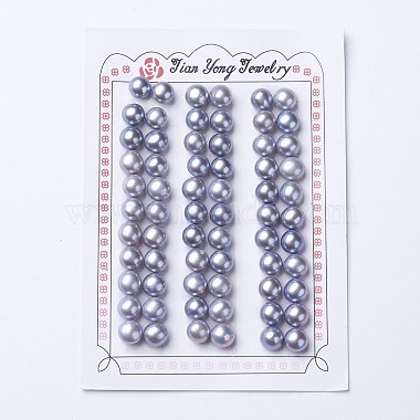 Slate Blue Round Pearl Beads