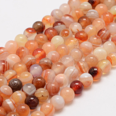 6mm LightSalmon Round Banded Agate Beads