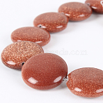 Synthetic Goldstone Beads Strands, Flat Round, 20x5~8mm, Hole: 1mm, about 20pcs/strand, 15.75 inch(G-E243-03A)
