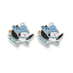 Rack Plating Alloy Enamel Penguin Pendants, Cadmium Free & Nickel Free & Lead Free, Platinum, Light Sky Blue, 20x20.5x1mm, Hole: 1.4~1.5mm(ENAM-T024-69A-P)