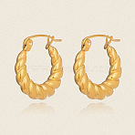 Vintage Hollow Twist 304 Stainless Steel Hoop Earrings, Real 18K Gold Plated, 18.9x18.3mm(WU2636)