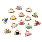 Alloy Enamel Pendants, Crab Charms, Golden, Mixed Color, 18x20x2.5mm, Hole: 1.6mm(FIND-H066-07G)