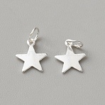 925 Sterling Silver Star Charms, with Jump Rings, Silver, 8x7x0.4mm, Hole: 2.5mm(FIND-WH0433-35S-02)